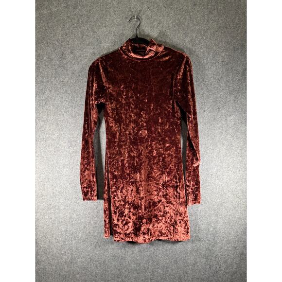 Kimchi Blue Dress Women's‎ M Red Julie Crushed Velvet Turtleneck Party - Picture 1 of 7